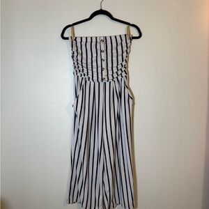 Justify strapless Navy Blue and White jumpsuit